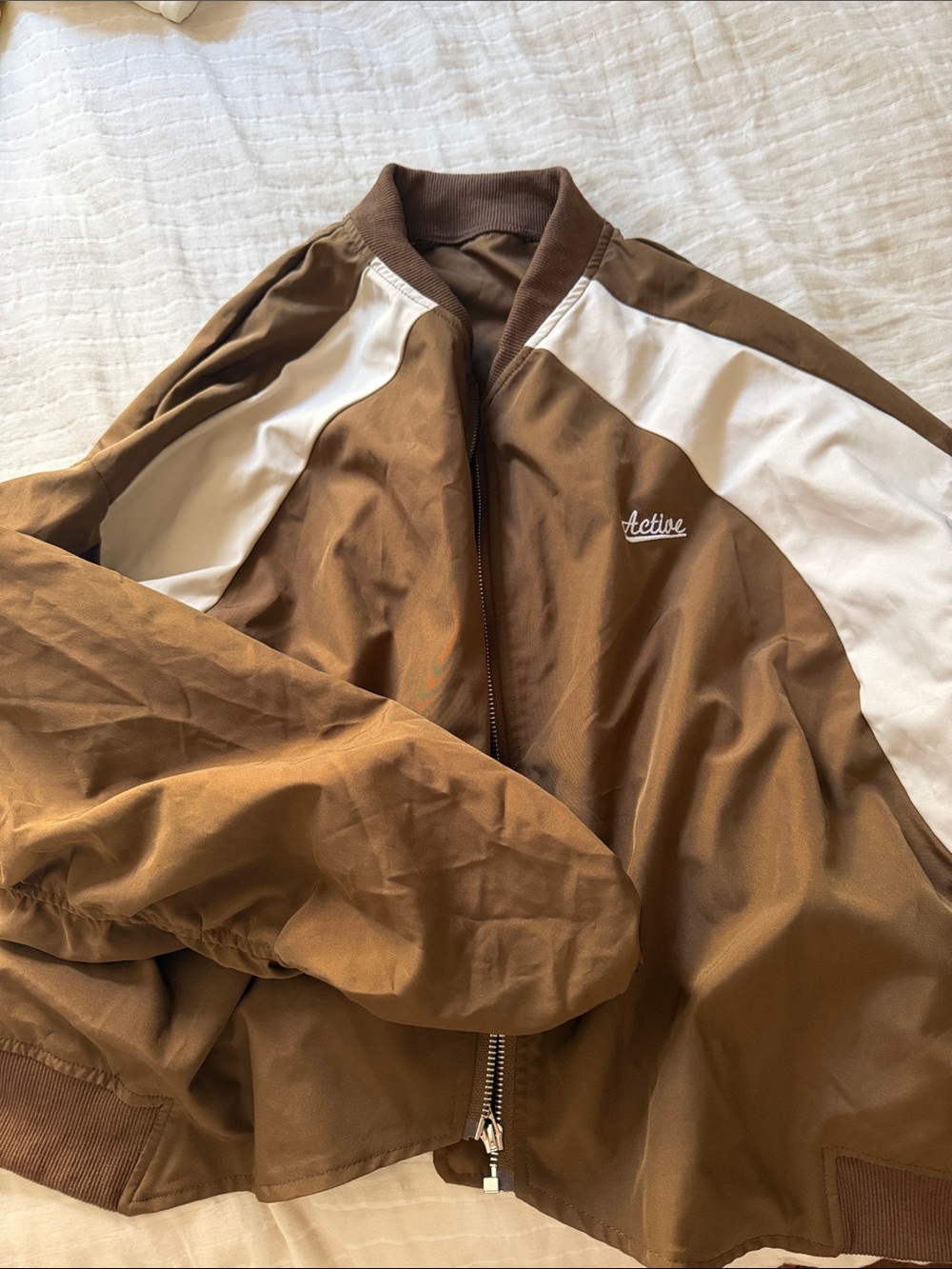 Active Brown and White Bomber Jacket